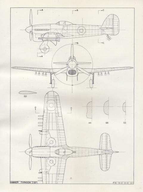 Hawker Typhoon, рисунок Harry J.Cooper, 1/72, «Aircraft of the fighting powers» Том.V, издание 1944